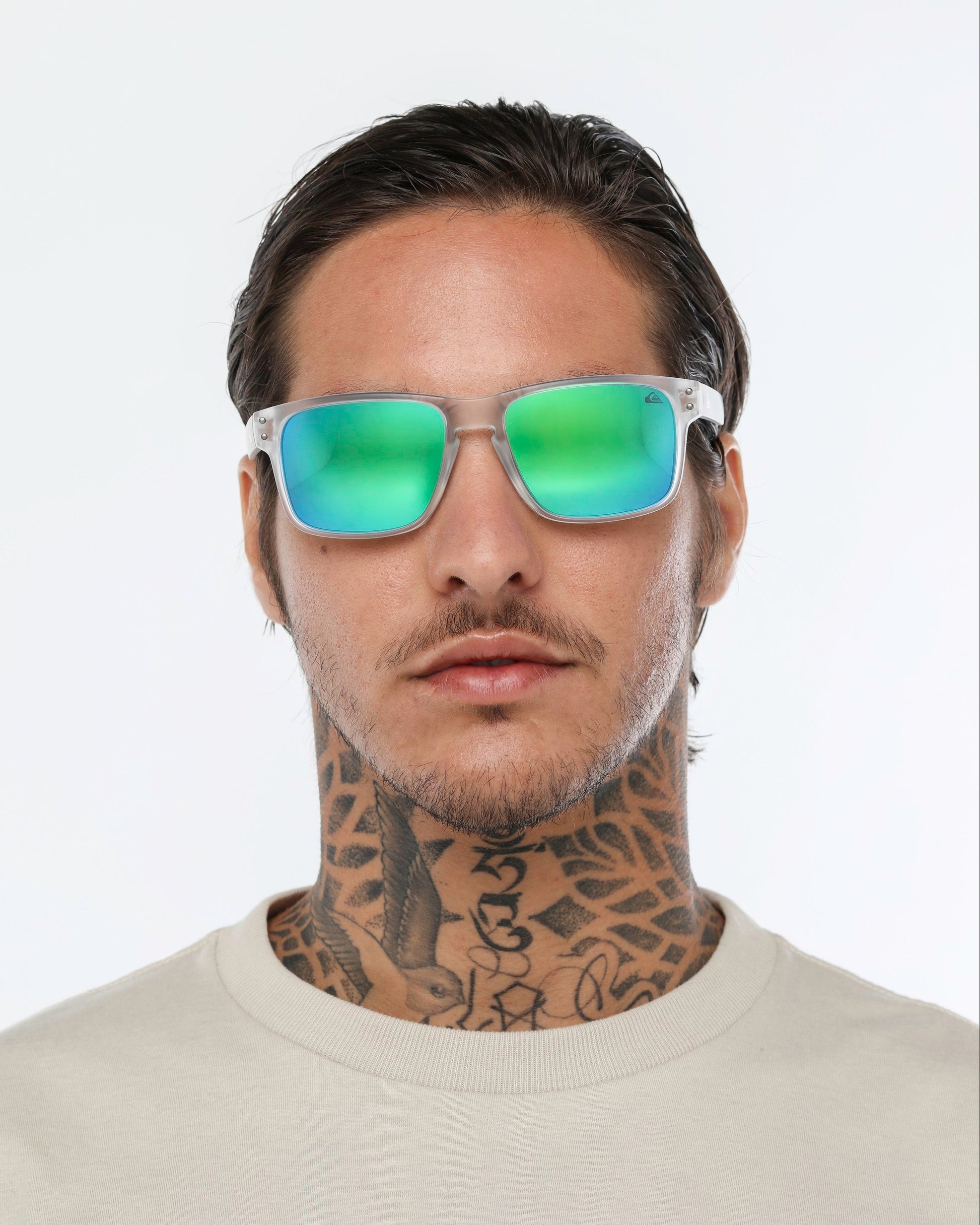 Óculos de Sol Quiksilver Biarritiz - Transparente/Verde Espelhado