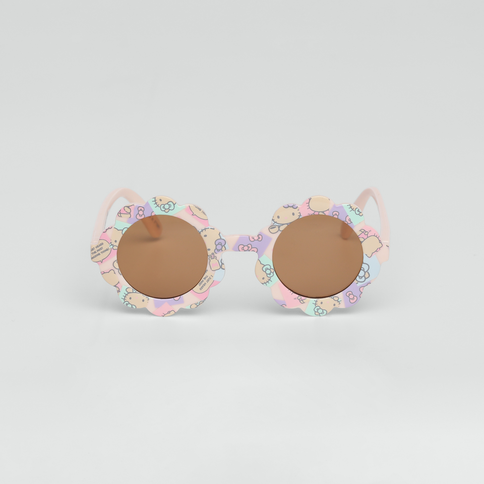 Óculos de Sol Infantil Hello Kitty Flower Bege armação floral 