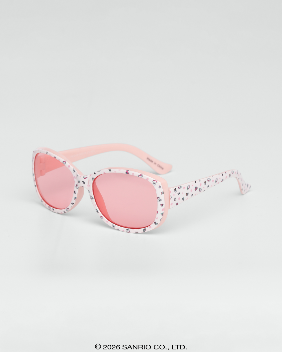 Óculos de Sol Infantil Hello Kitty Sparkle Rosa armação brilhante lente rosa vista lateral