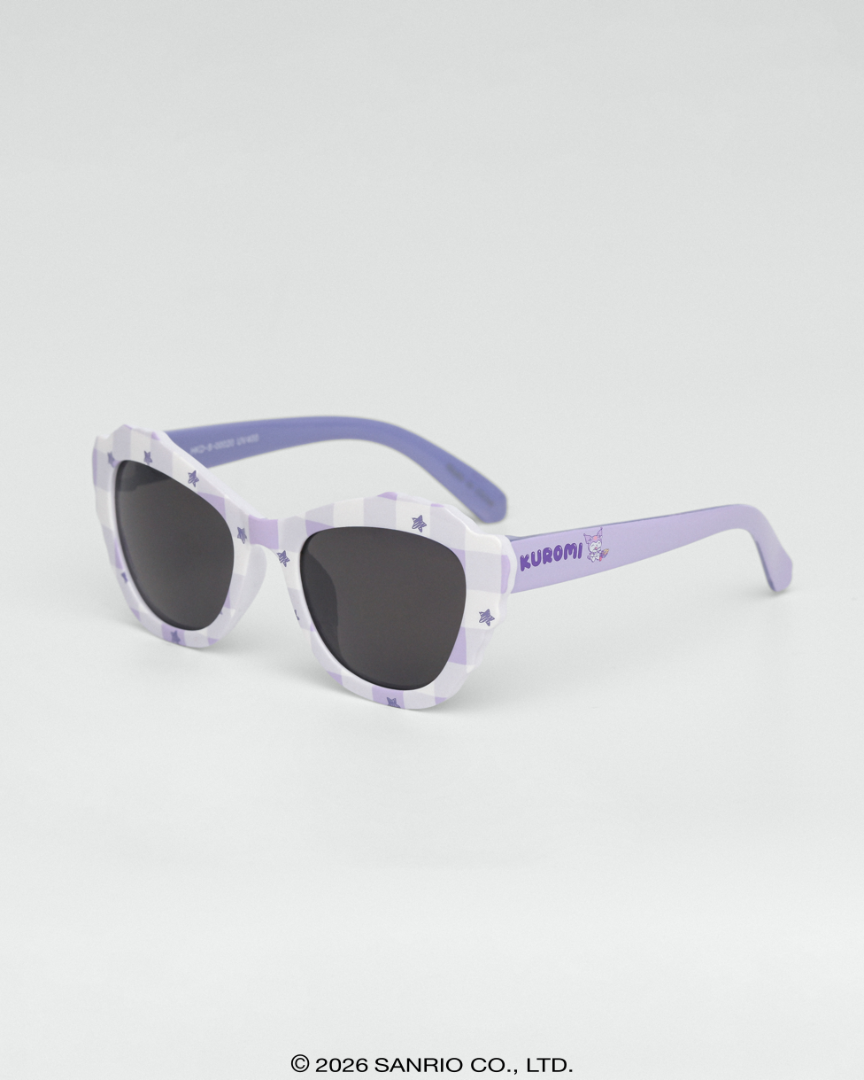Óculos de Sol Infantil Kuromi Rainbow Roxo Sanrio vista lateral