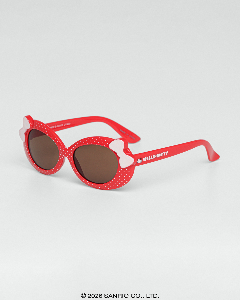 Óculos de Sol Infantil Hello Kitty Bubble Vermelho com laço vermelho proteção UV400 Sanrio original Visão Lateral