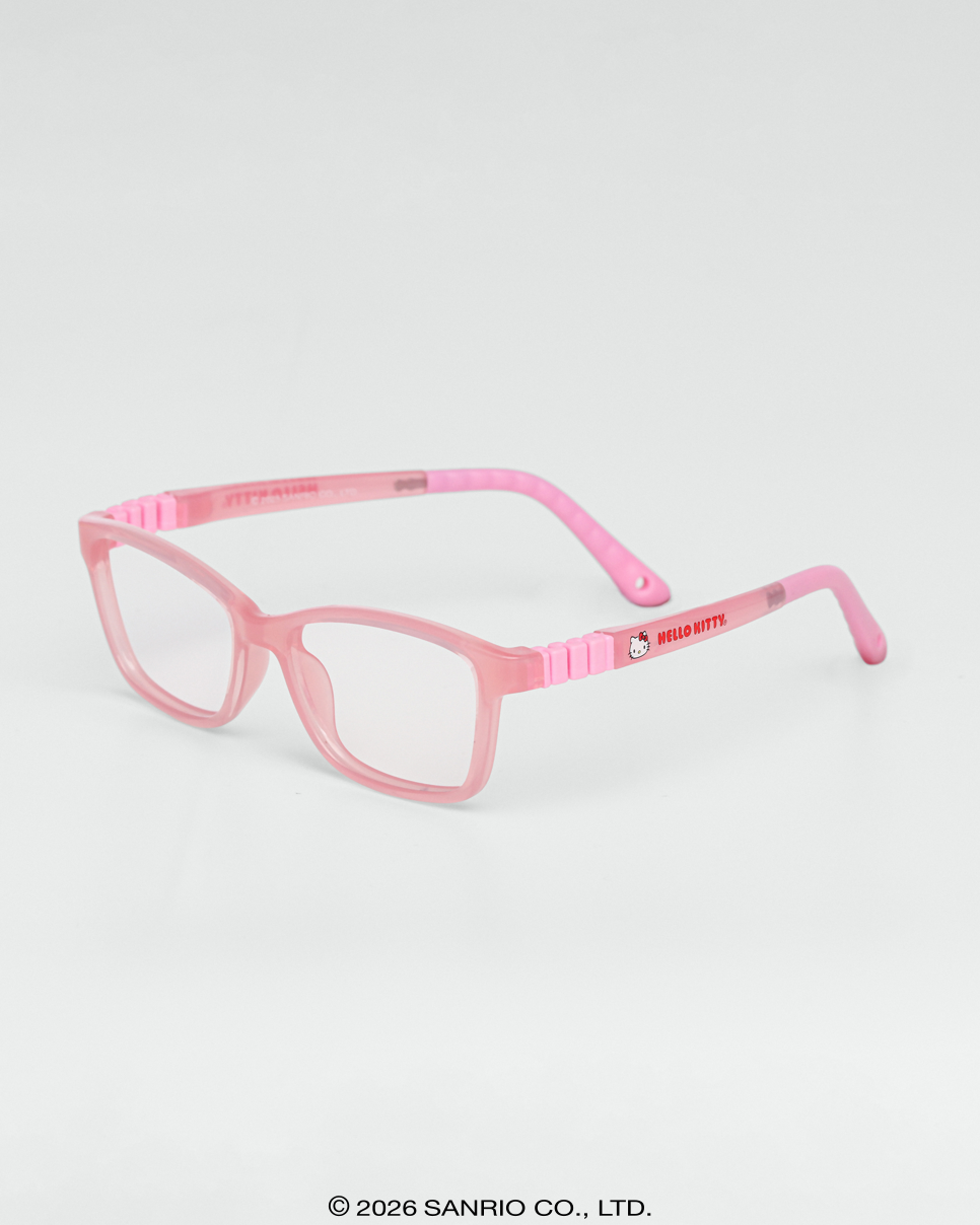 Óculos Infantil Hello Kitty Poppy Rosa armação resistente grau vista lateral