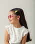 Criança com Óculos de Sol Infantil Hello Kitty Heart Rosa Vista de Perfil