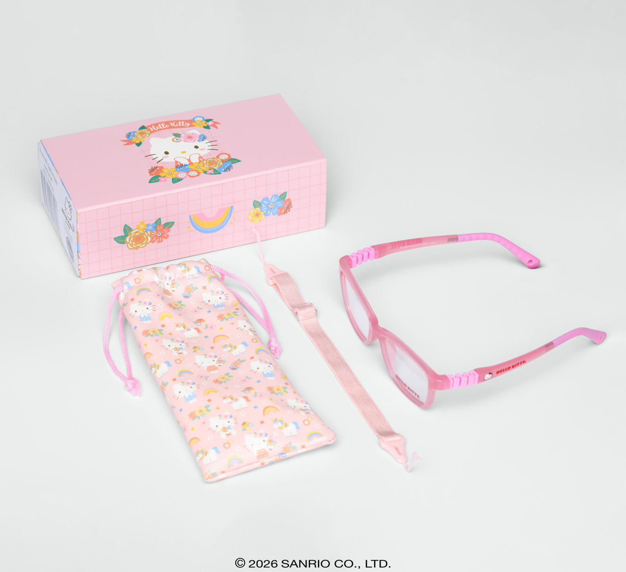 Óculos Infantil Hello Kitty Poppy Rosa armação resistente grau com case