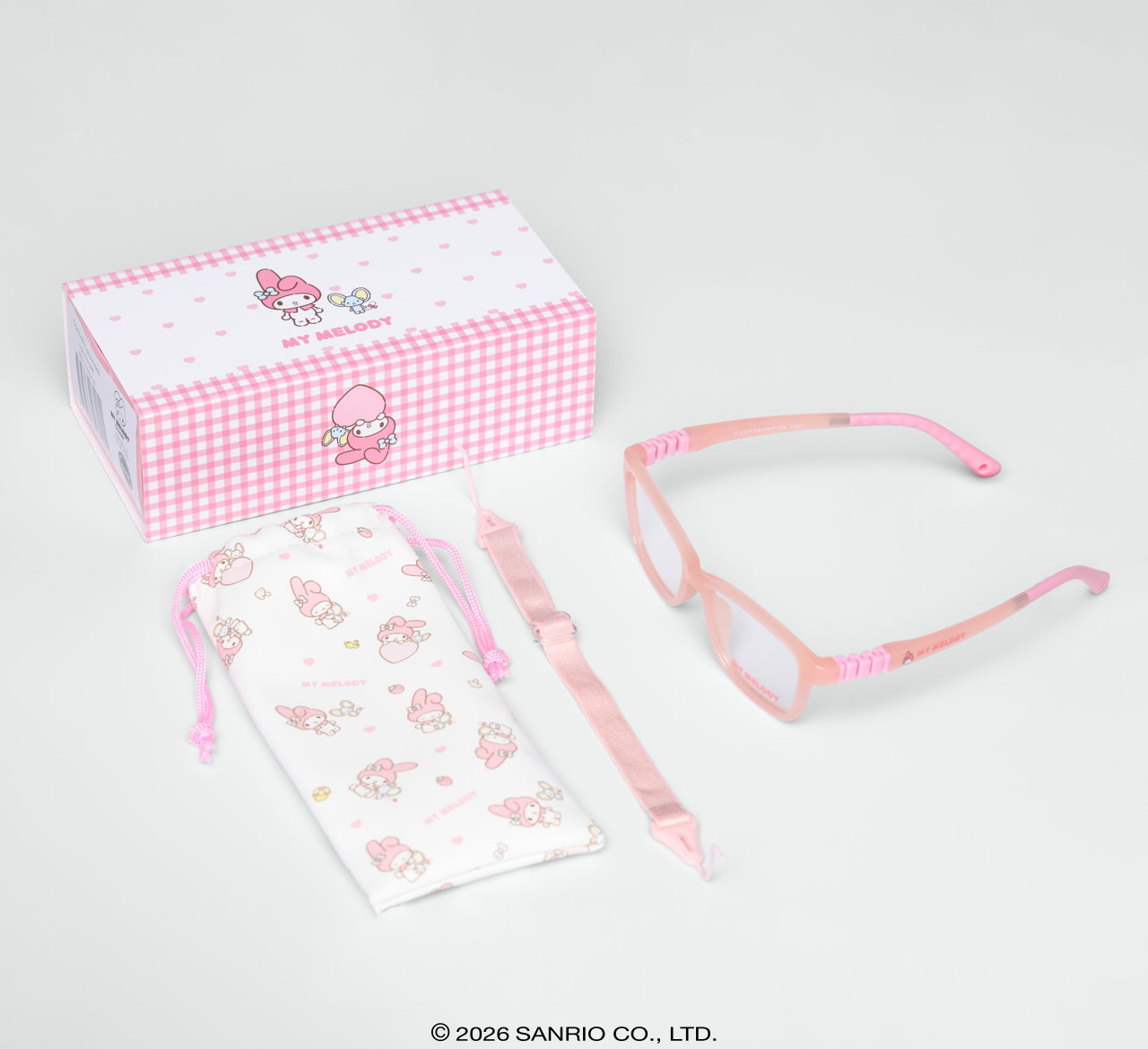 Óculos Infantil My Melody Poppy Rosa armação resistente para grau com case