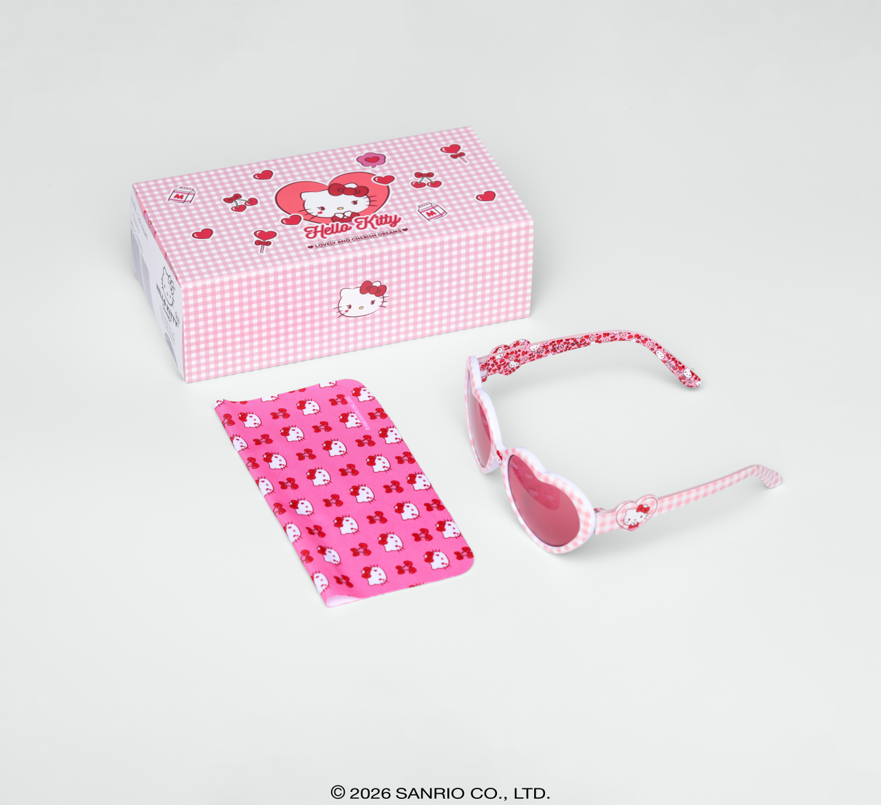 Óculos de Sol Infantil Hello Kitty Heart Rosa com Case