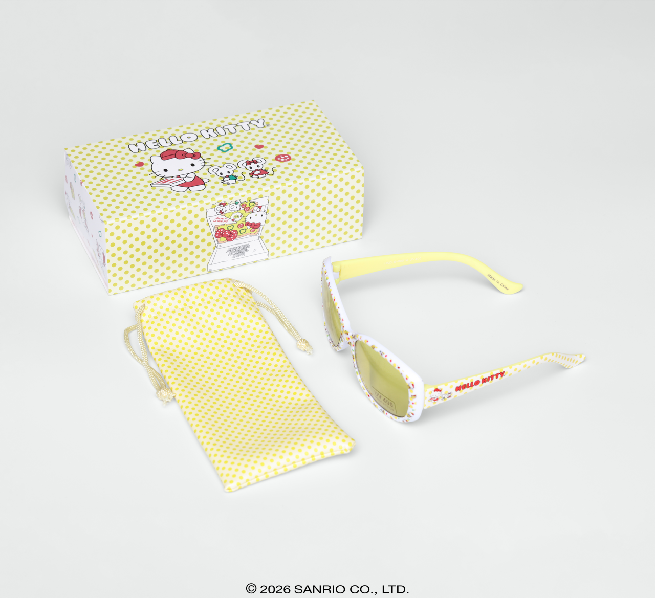 Óculos de Sol Infantil Hello Kitty Sparkle Amarelo armação brilhante com case