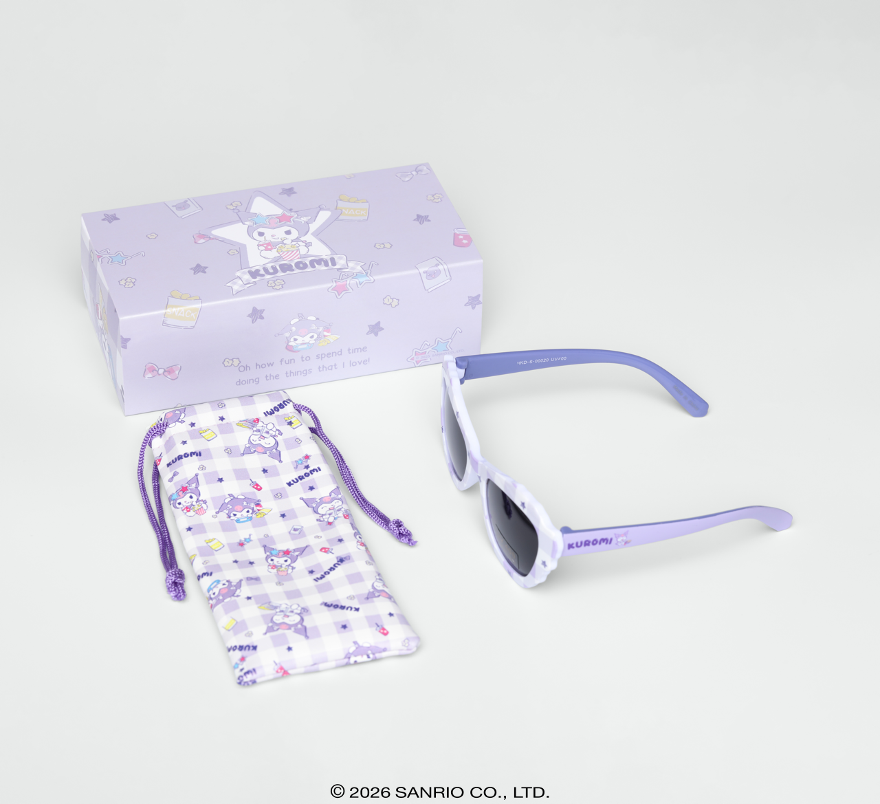 Óculos de Sol Infantil Kuromi Rainbow Roxo com case Sanrio