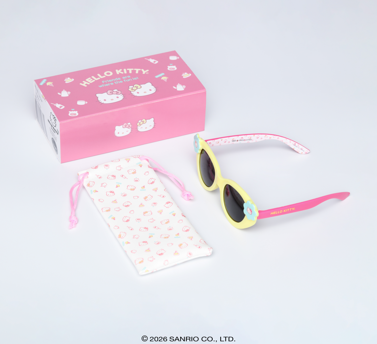 Óculos de Sol Infantil Hello Kitty Star Amarelo com case Sanrio
