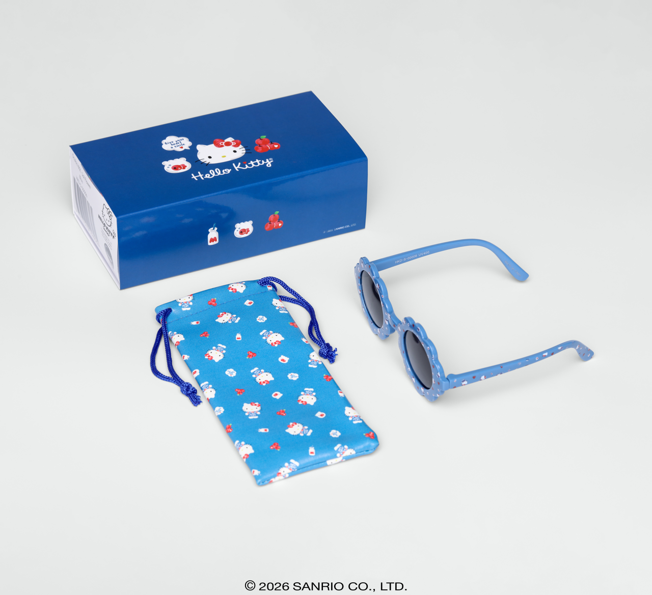 Óculos de Sol Infantil Hello Kitty Flower - Azul Com Case