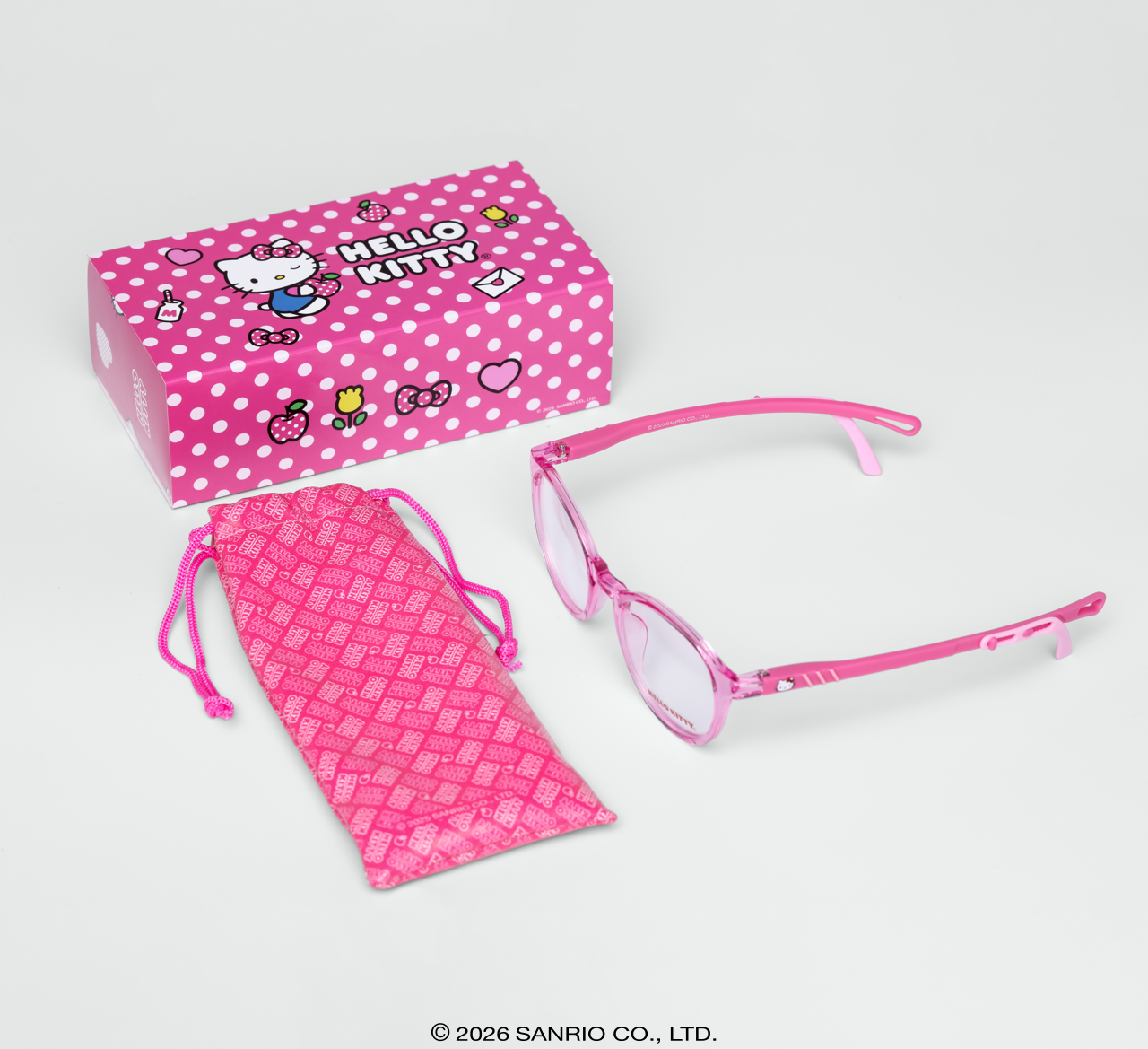 Óculos Infantojuvenil Hello Kitty Blossom Rosa armação redonda grau com Case