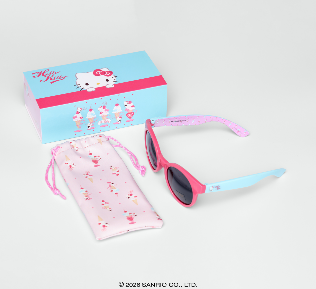 Óculos de Sol Infantojuvenil Hello Kitty and Friends Shiny Preto Sanrio com case