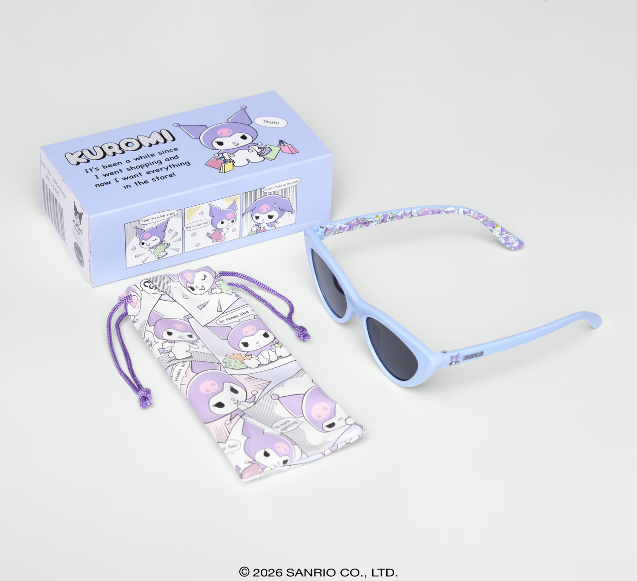 Óculos de Sol Infantojuvenil Kuromi Cat Roxo Sanrio com case