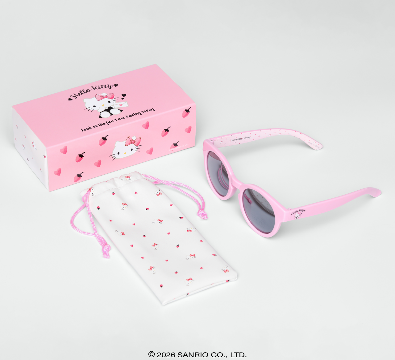 Óculos de Sol Infantojuvenil Hello Kitty Dolly Rosa com case