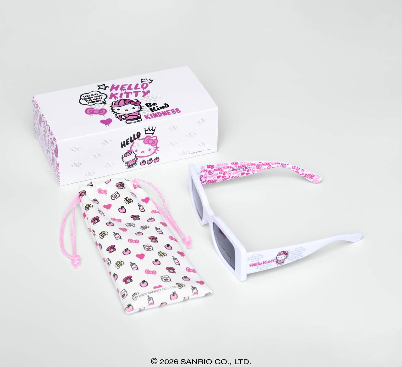 Óculos de Sol Infantojuvenil Hello Kitty Glow Branco Sanrio com case