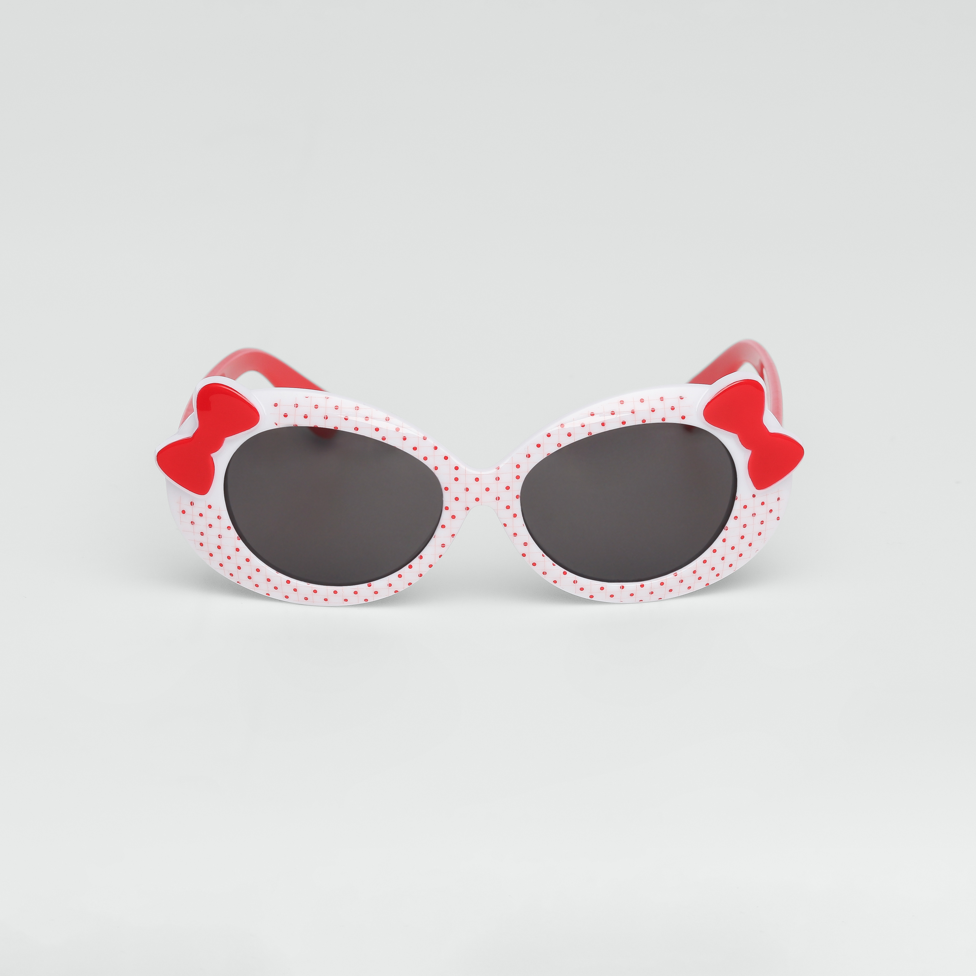 Óculos de Sol Infantil Hello Kitty Bubble Branco com laço vermelho proteção UV400 Sanrio original