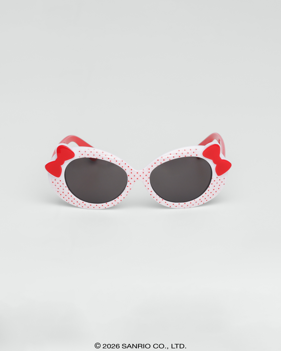 Óculos de Sol Infantil Hello Kitty Bubble Branco com laço vermelho proteção UV400 Sanrio original