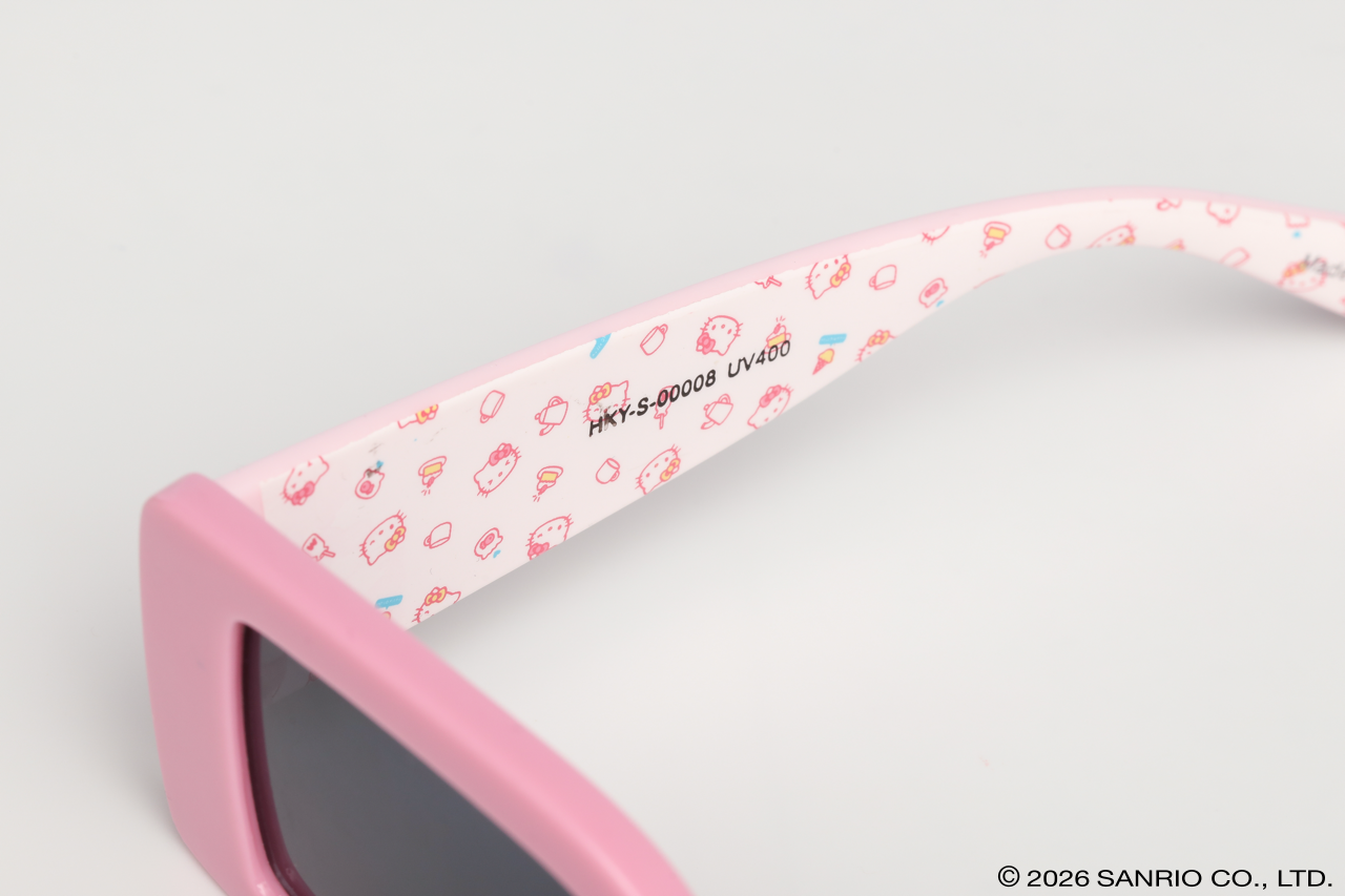 Detalhe óculos Hello Kitty Glow Rosa Sanrio