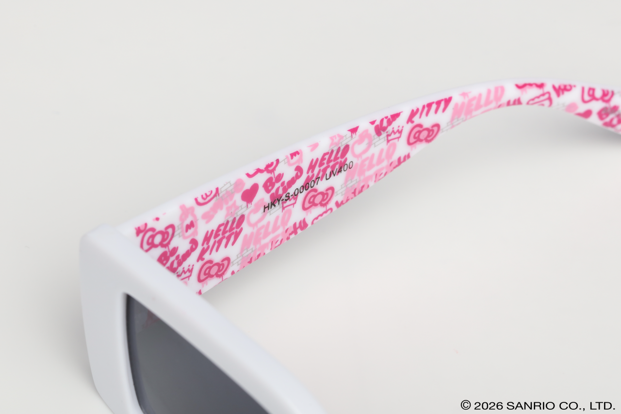 Detalhe Hello Kitty haste estampada Óculos Glow Branco Sanrio