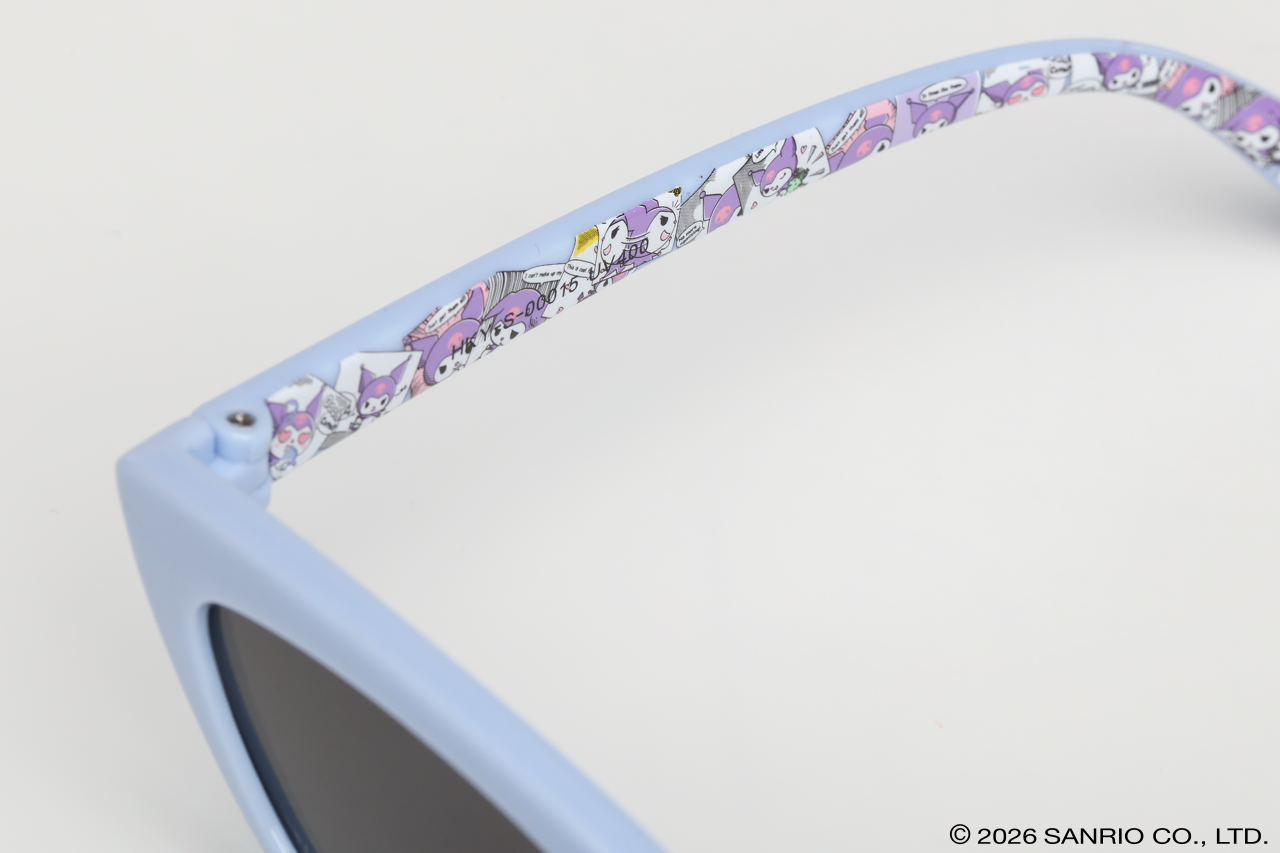 Detalhes Kuromi nas hastes Óculos Cat Roxo Sanrio juvenil