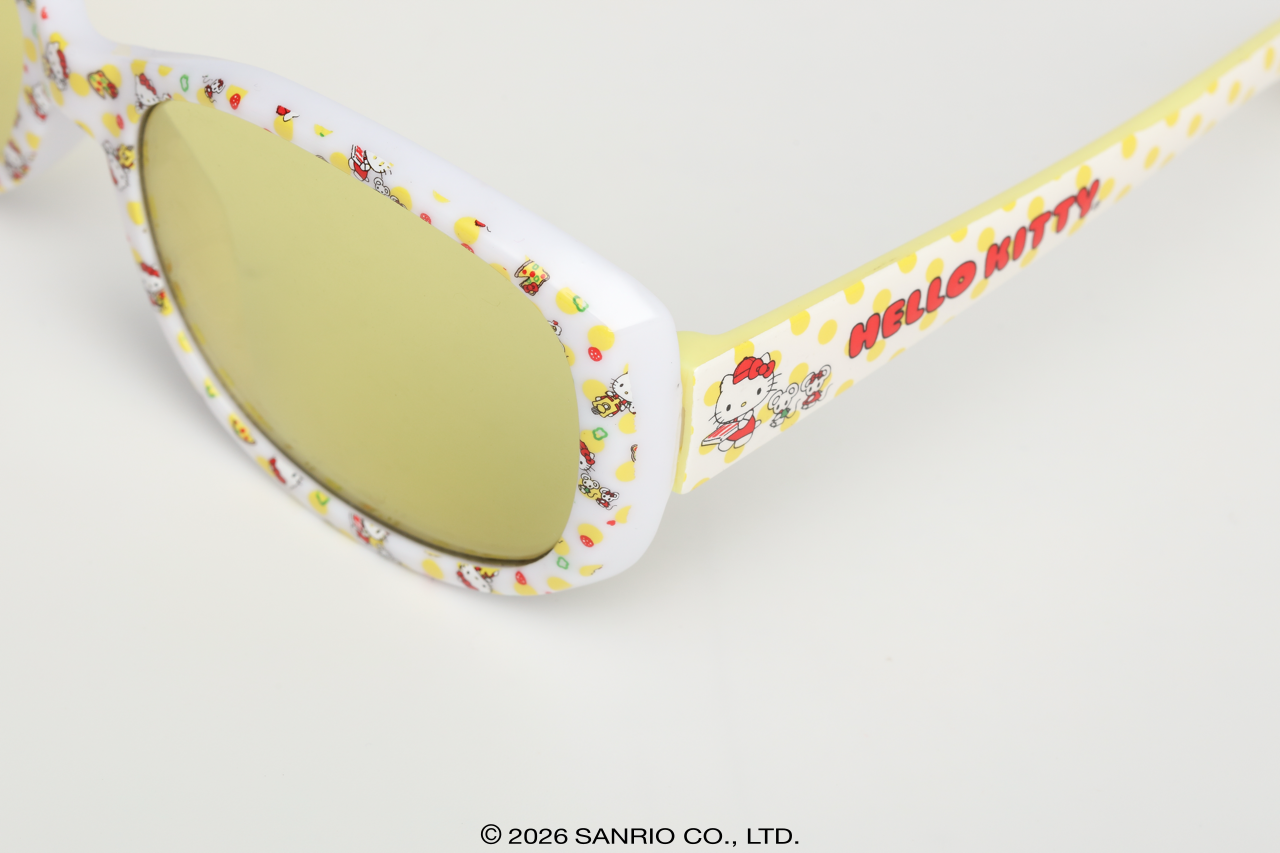 Detalhe brilho amarelo solar Óculos Hello Kitty Sparkle Sanrio infantil