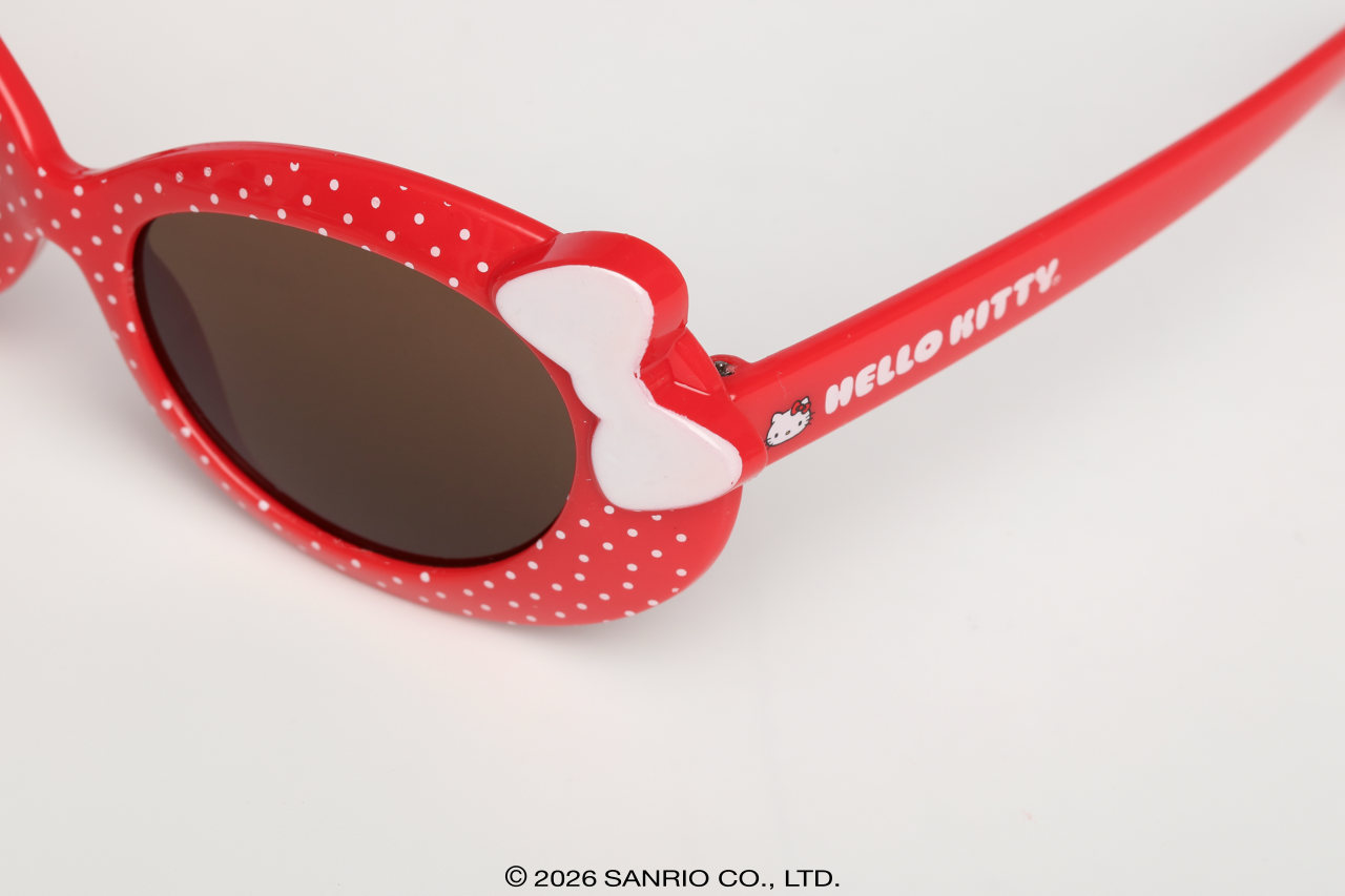 Detalhe do laço decorativo vermelho no Óculos de Sol Infantil Hello Kitty Bubble VermelhoSanrio