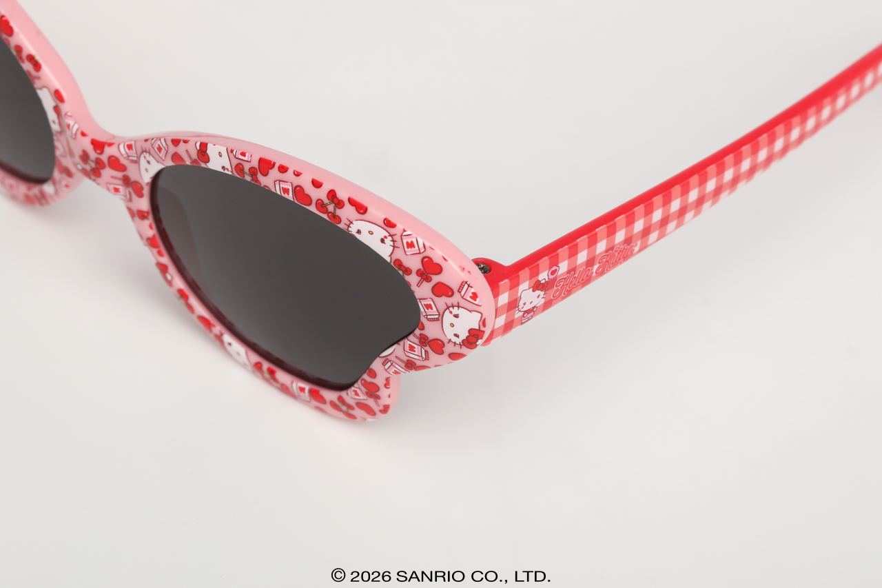 Óculos Hello Kitty Butterfly Padrão floral vermelho na armação borboleta