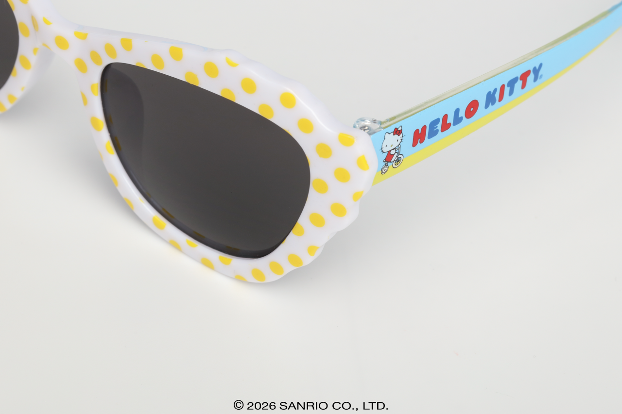 Detalhe amarelos nas hastes do Óculos Hello Kitty Rainbow Amarelo Sanrio